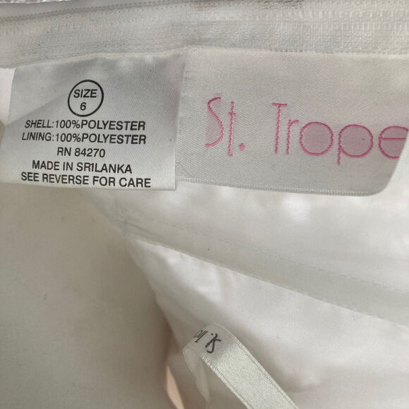 St Tropez Wedding Dress Womens S White Ballgown Beaded Bodice Tulle Train Bridal - Picture 6 of 15